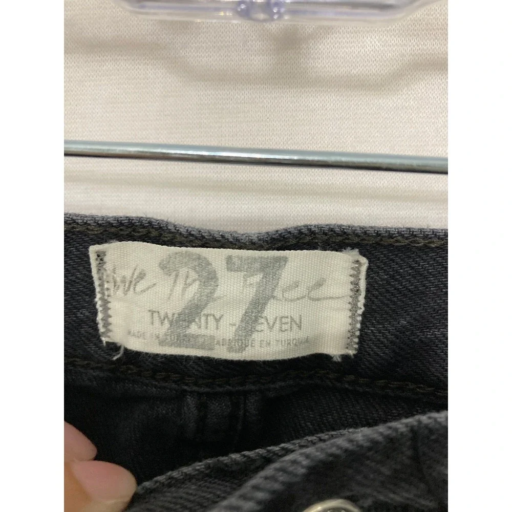 We The Free Free People Jeans size 27 Maggie Straight Leg Distressed Black